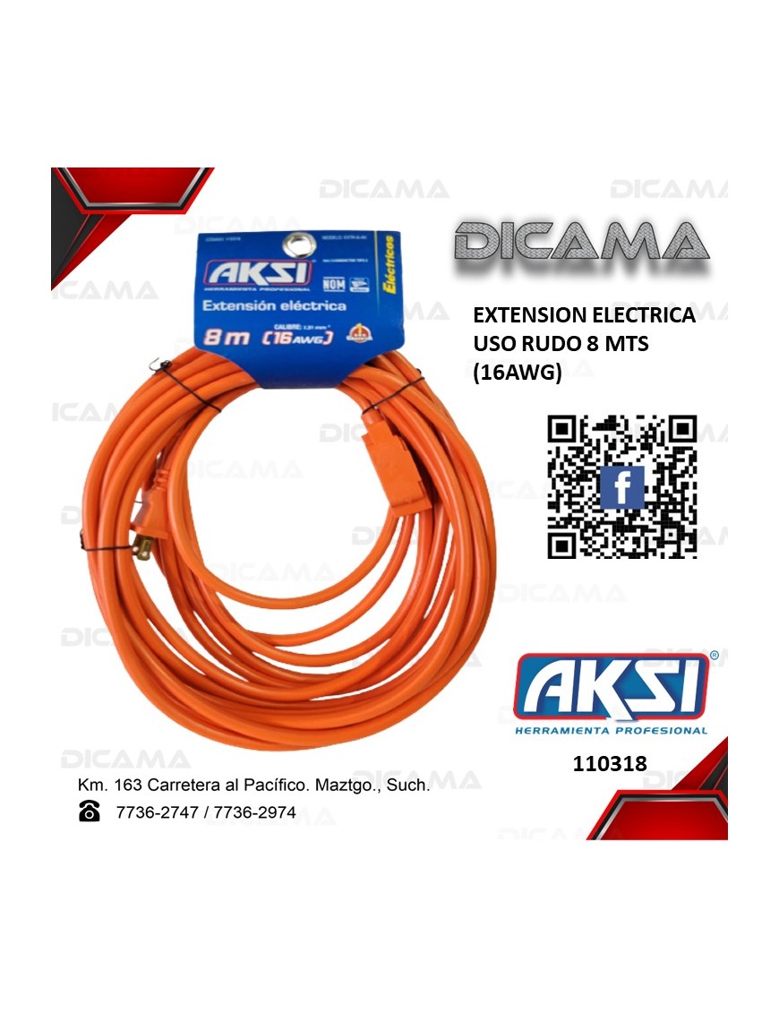 EXTENSION ELECTRICA 8 METROS NARANJA USO RUDO (16)