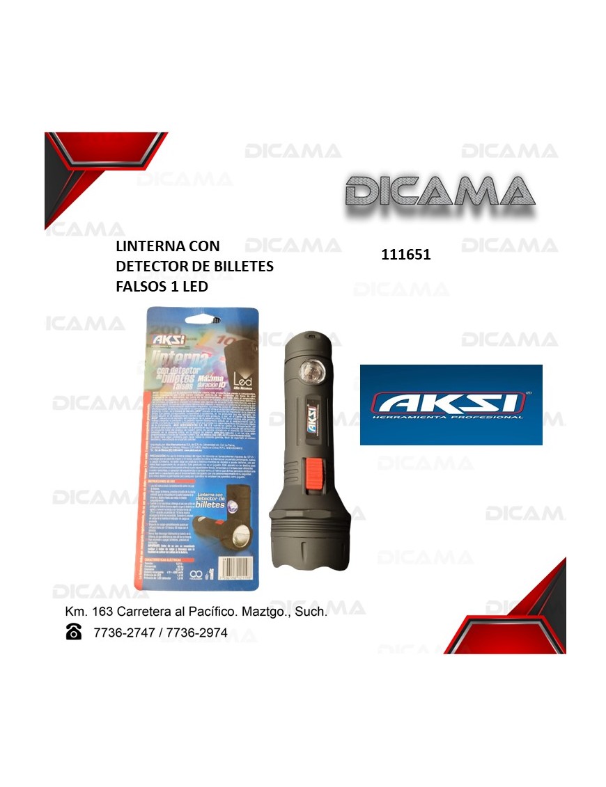 LINTERNA DETECTOR DE BILLETES FALSOS:LED1W+1LED LATERAL
