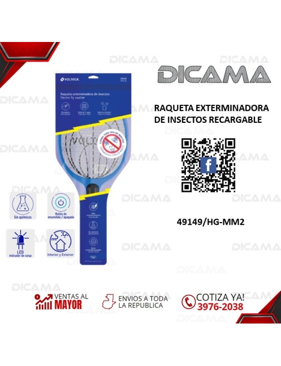 RAQUETA EXTERMINADORA DE INSECTOS RECARGABLE