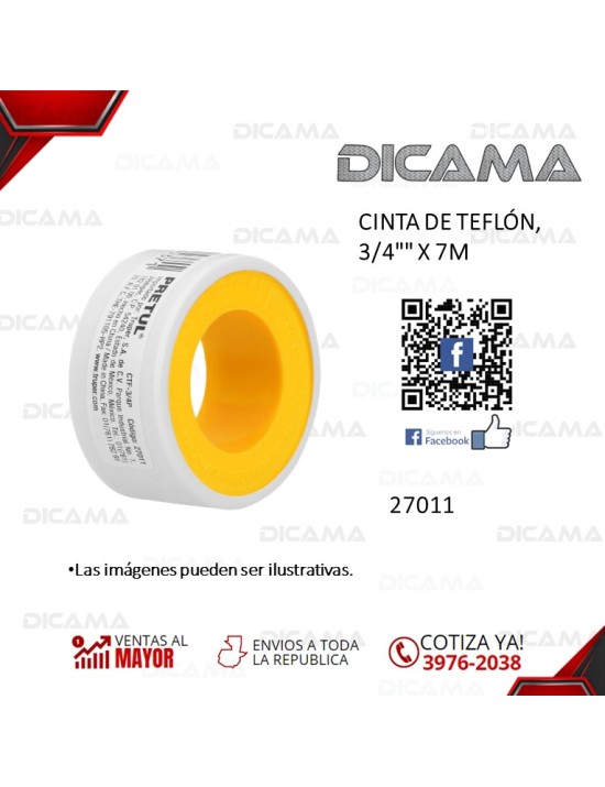 CINTA DE TEFLON 3/4" X 7M