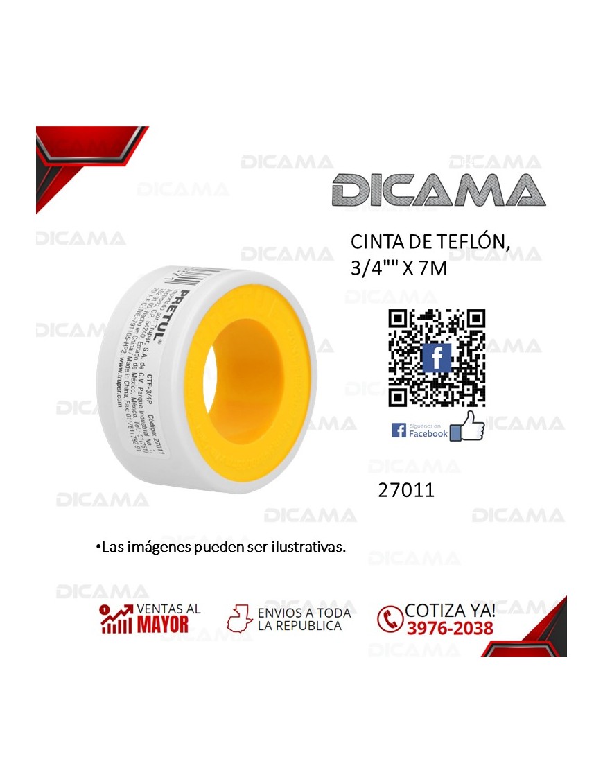 CINTA DE TEFLON 3/4" X 7M