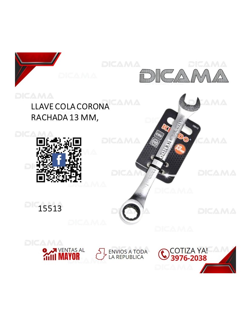 LLAVE COLA CORONA RACHADA 13 MM,