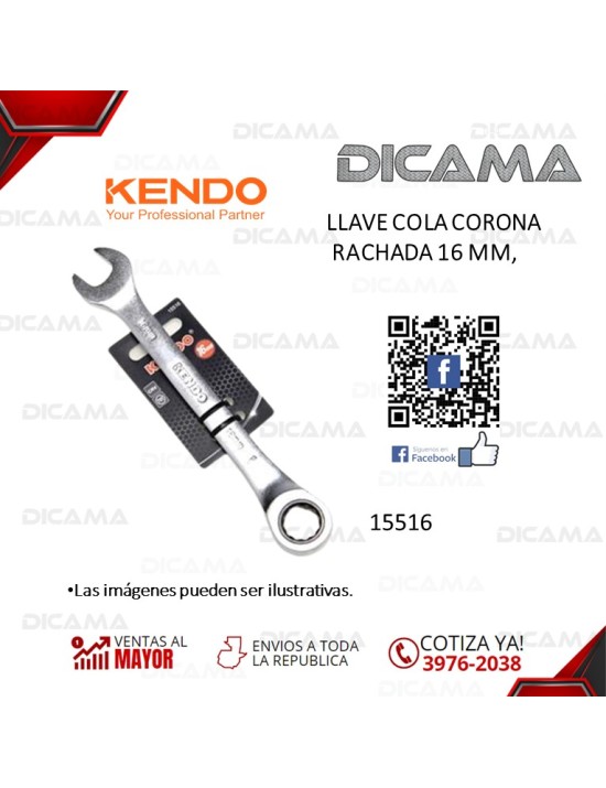 LLAVE COLA CORONA RACHADA 16 MM,
