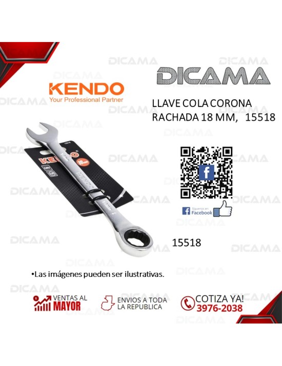 LLAVE COLA CORONA RACHADA 18 MM,   15518