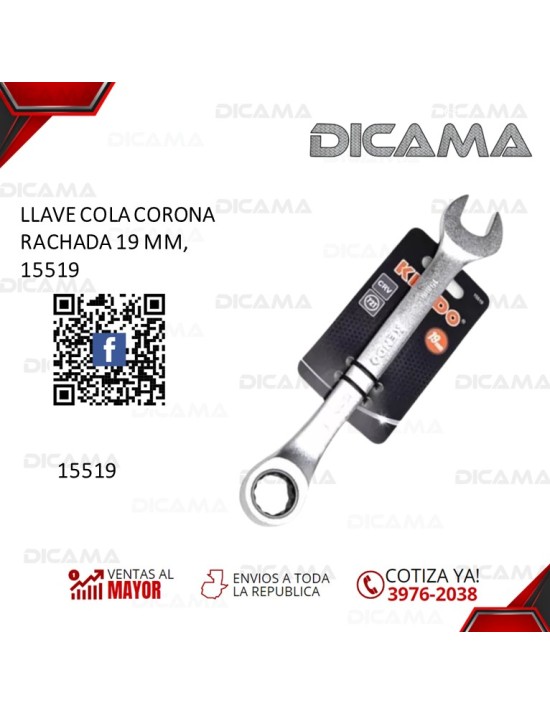 LLAVE COLA CORONA RACHADA 19 MM,   15519