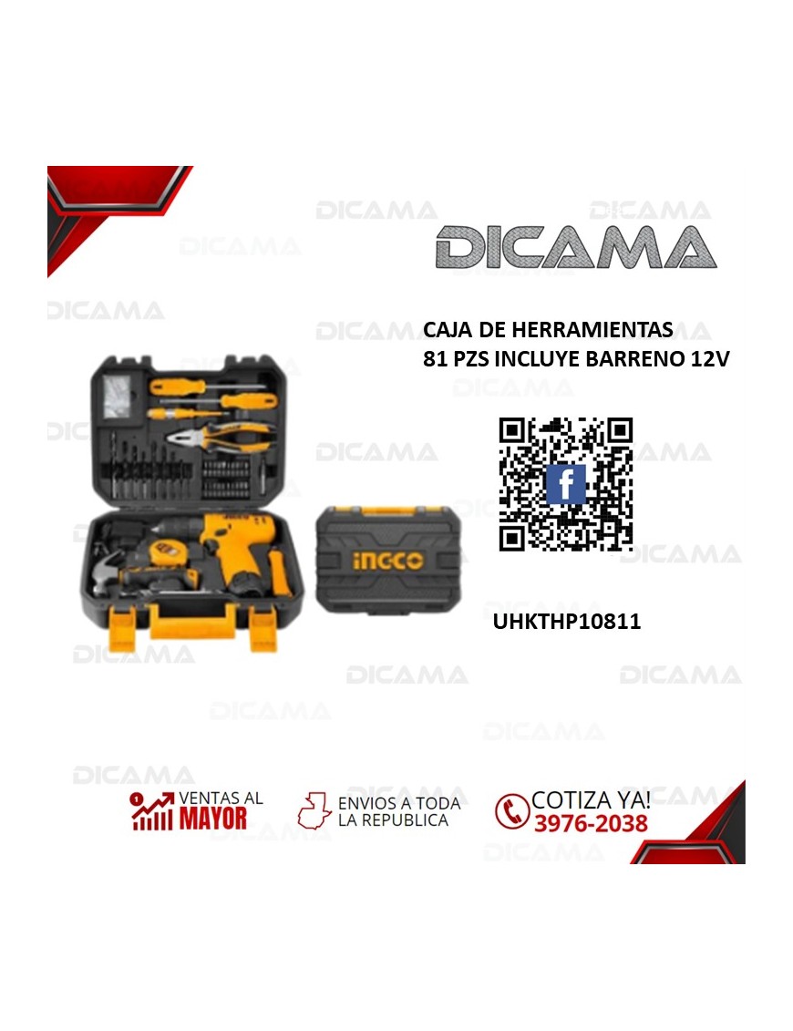 CAJA DE HERRAMIENTAS 81 PZS INCLUYE BARRENO 12V