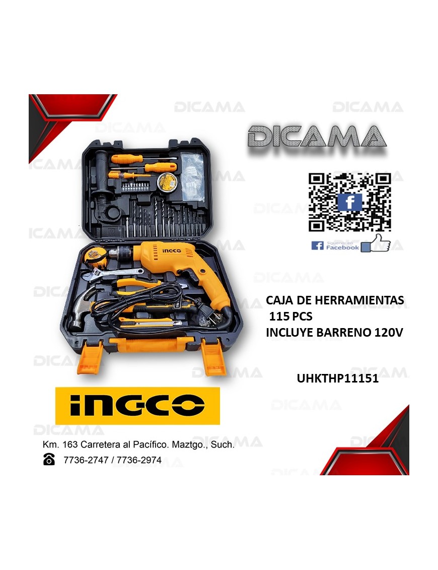CAJA DE HERRAMIENTAS 115 PZS INCLUYE BARRENO 12V
