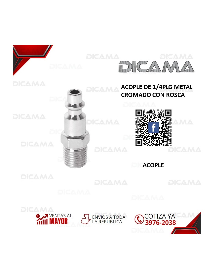 ACOPLE DE 1/4PLG METAL CROMADO CON ROSCA
