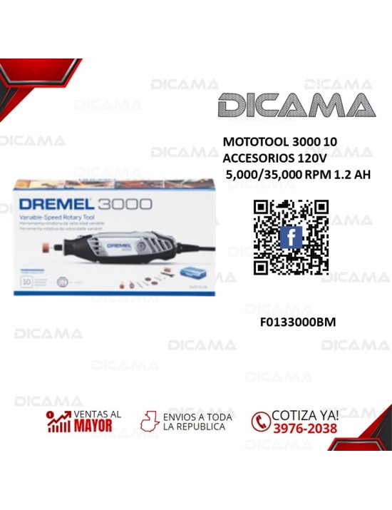 MOTOTOOL 3000 10 ACCESORIOS 120V 5,000/35,000 RPM 1.2 AH