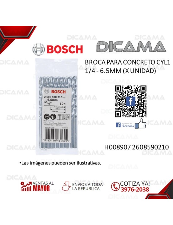 BROCA PARA CONCRETO CYL1 1/4 - 6.5MM (X UNIDAD)