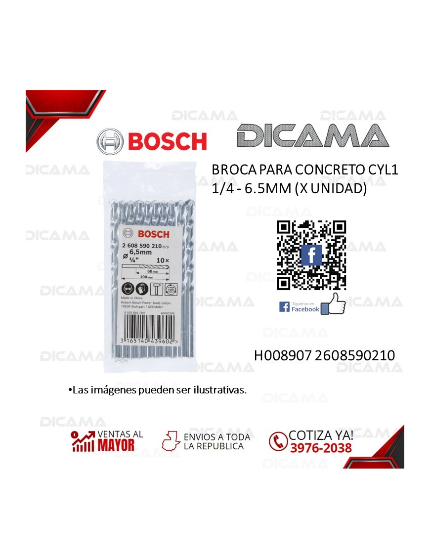 BROCA PARA CONCRETO CYL1 1/4 - 6.5MM (X UNIDAD)