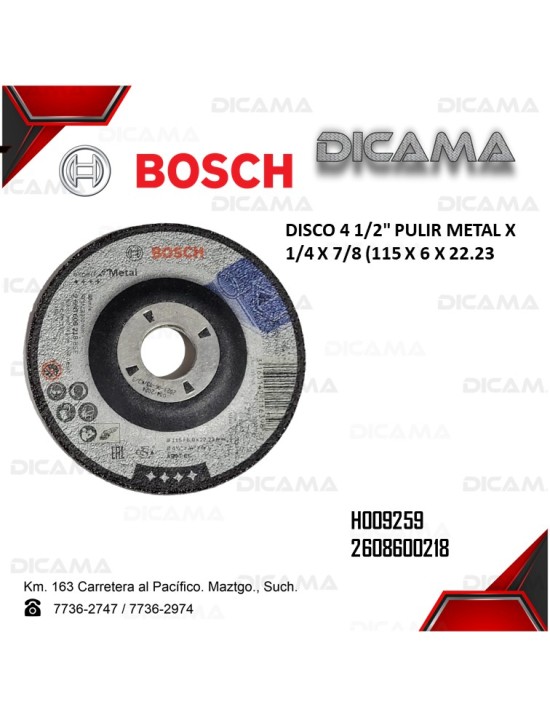 DISCO 4 1/2" PULIR METAL X 1/4 X 7/8 (115 X 6 X 22.23