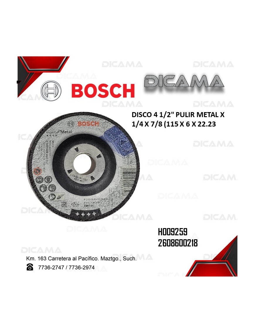 DISCO 4 1/2" PULIR METAL X 1/4 X 7/8 (115 X 6 X 22.23