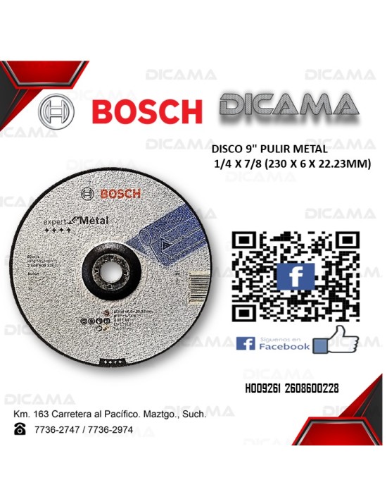 DISCO 9" PULIR METAL 1/4 X 7/8 (230 X 6 X 22.23MM)