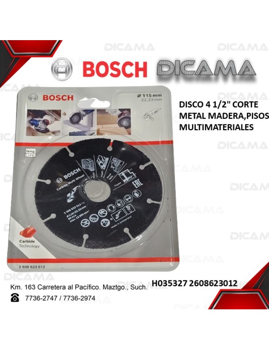 DISCO 4 1/2" CORTE METAL MADERA,PISOS MULTIMATERIALES