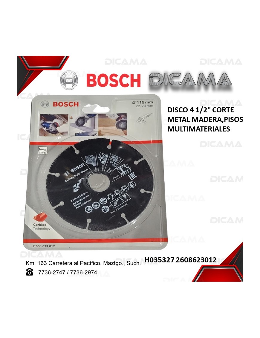 DISCO 4 1/2" CORTE METAL MADERA,PISOS MULTIMATERIALES