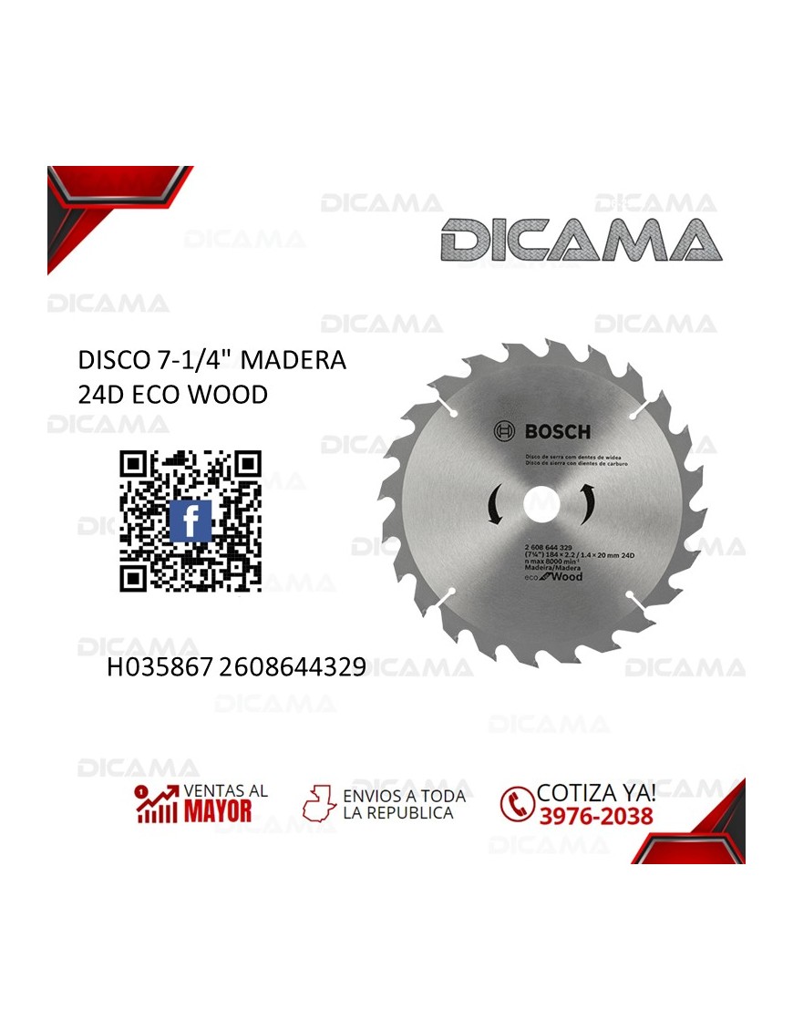 DISCO 7-1/4" MADERA 24D ECO WOOD