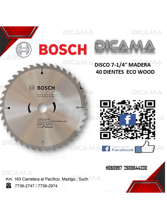 DISCO 7-1/4" MADERA 40D ECO WOOD