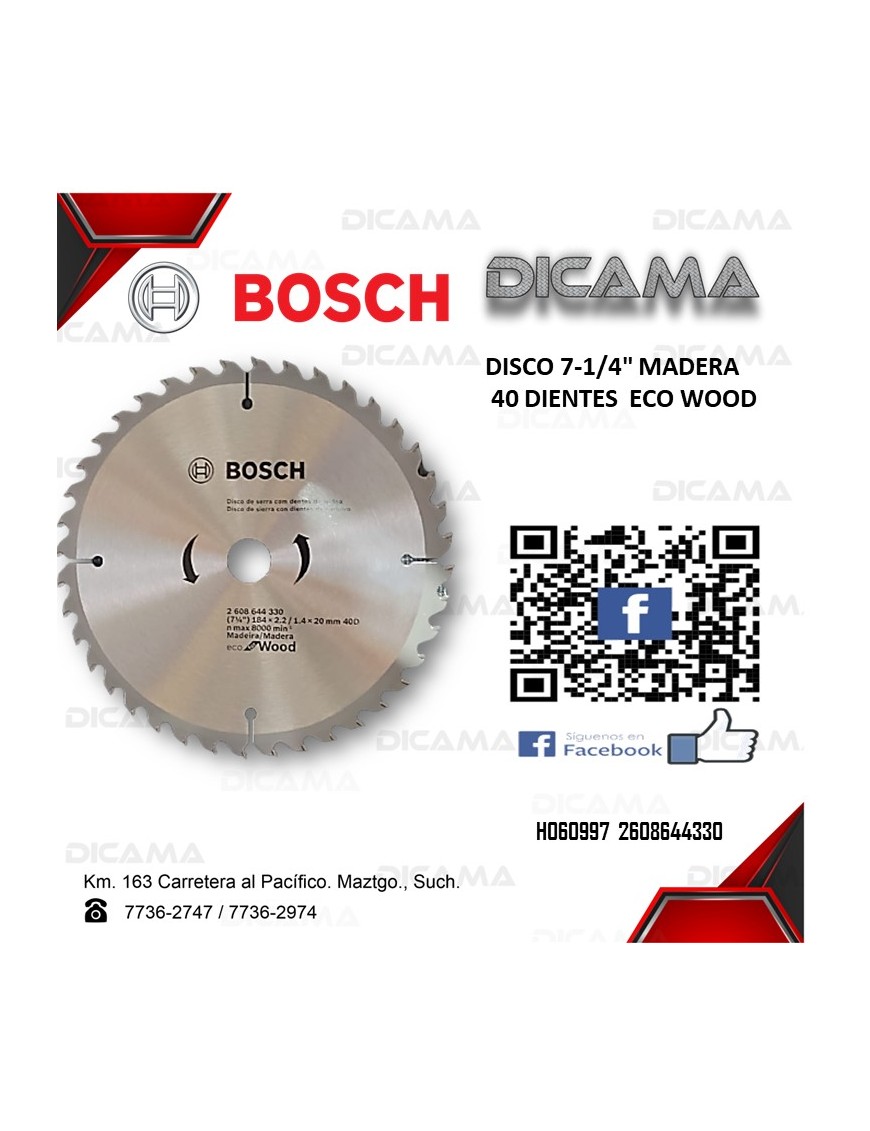 DISCO 7-1/4" MADERA 40D ECO WOOD