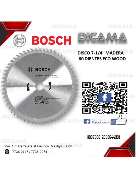 DISCO 7-1/4" MADERA 60D ECO WOOD