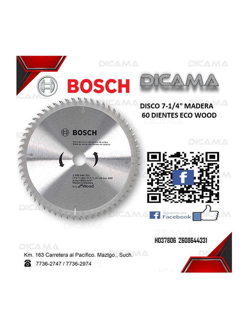 DISCO 7-1/4" MADERA 60D ECO WOOD