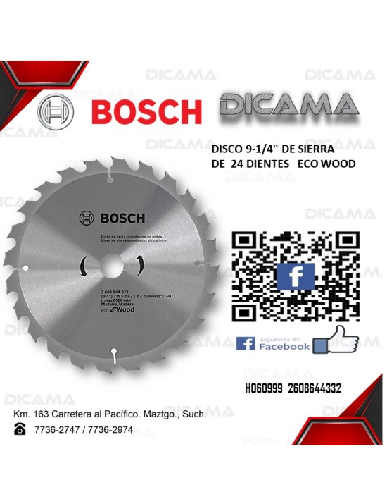 DISCO 9-1/4" DE SIERRA DE  24D  ECO WOOD