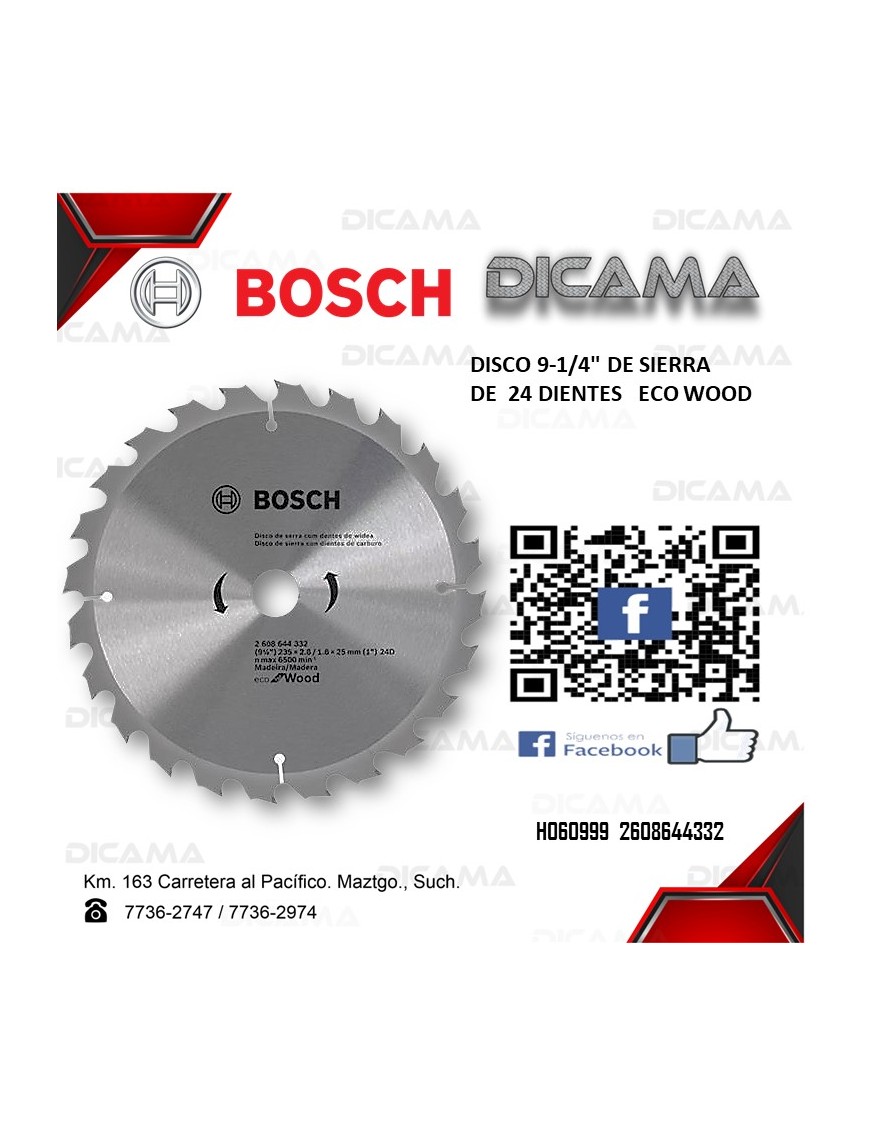 DISCO 9-1/4" DE SIERRA DE  24D  ECO WOOD