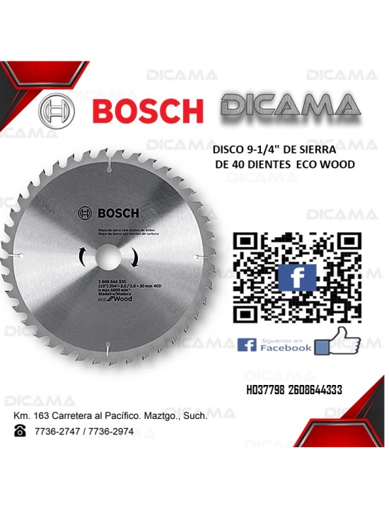 DISCO 9-1/4" DE SIERRA DE 40D  ECO WOOD