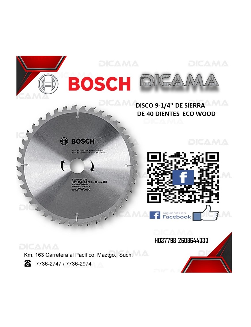 DISCO 9-1/4" DE SIERRA DE 40D  ECO WOOD