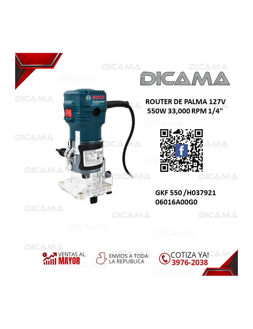 ROUTER 1/4" DE PALMA 127V 550W 33,000 RPM