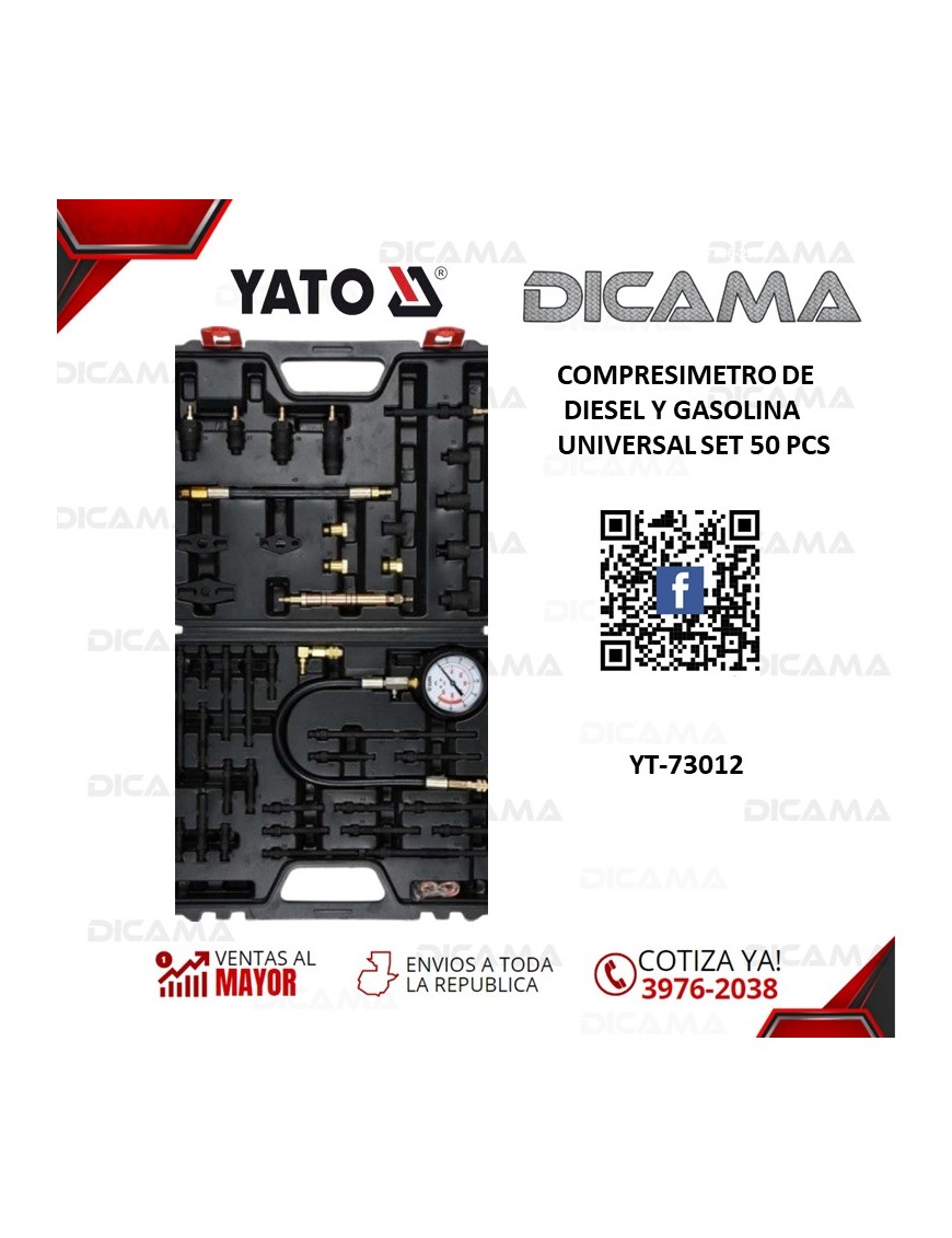 COMPRESIMETRO DE DIESEL Y GASOLINA UNIVERSAL SET 50 PCS