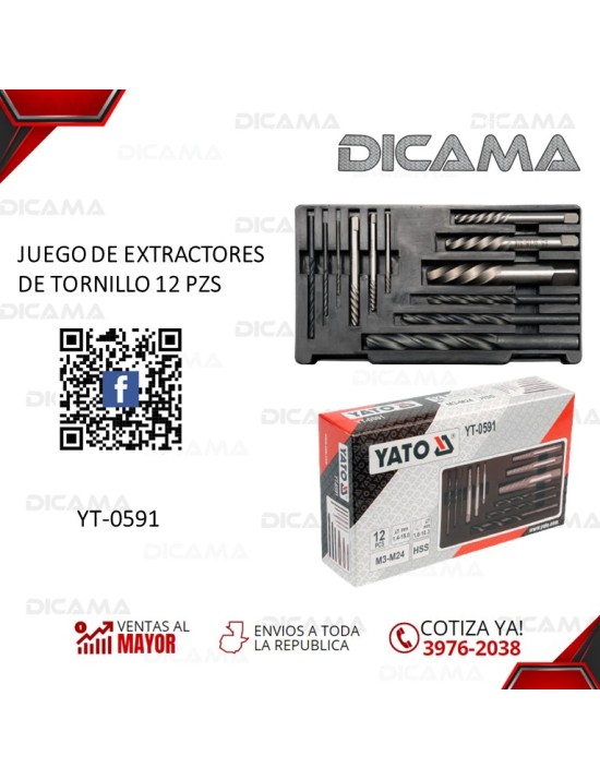 JUEGO DE EXTRACTORES DE TORNILLO 12 PZS