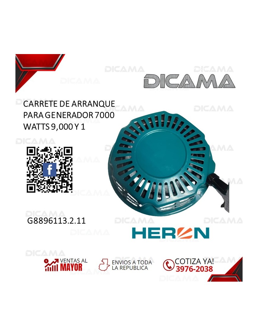 CARRETE DE ARRANQUE PARA GENERADOR 7000 WATTS 9,000 Y 1