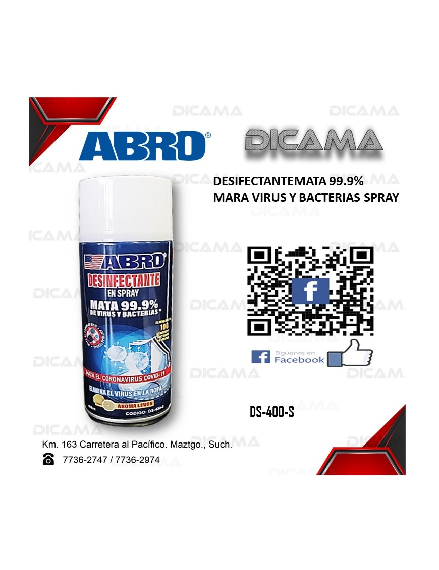DESIFECTANTEMATA 99.9% MARA VIRUS Y BACTERIAS SPRAY