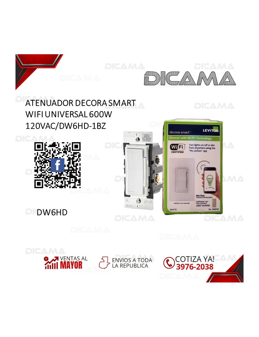 ATENUADOR DECORA SMART WIFI UNIVERSAL 600W 120VAC/DW6HD-1BZ