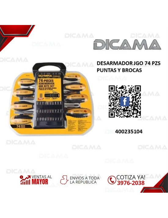 DESARMADOR JGO 74 PZS PUNTAS Y BROCAS