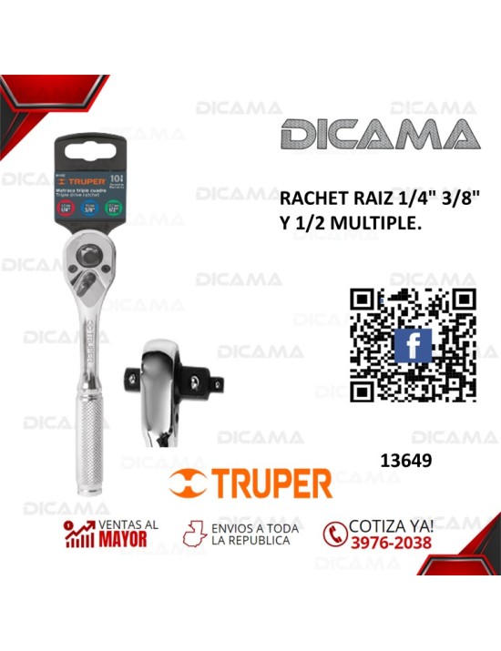 RATCHET RAIZ 1/4" 3/8" Y 1/2 7" MULTIPLE