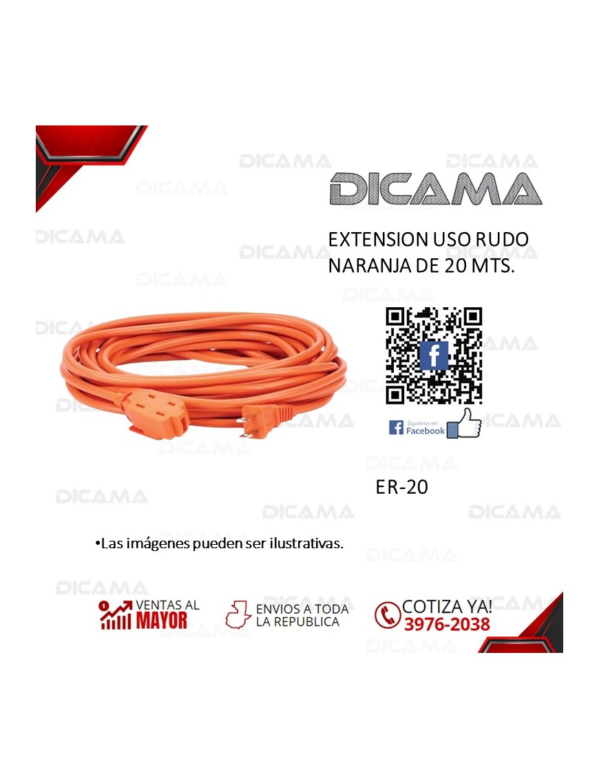 EXTENSION ELECTRICA USO RUDO 20 MT (CALIBRE 16)