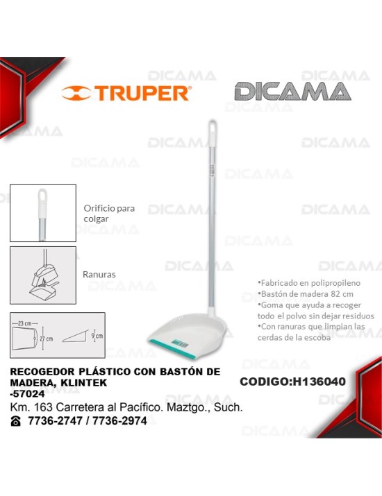 RECOGEDOR BASURA PLASTICO CON BASTON METÁLICO