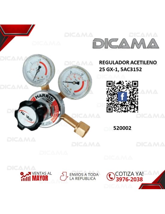 REGULADOR ACETILENO 25 GX-1, 5AC3152