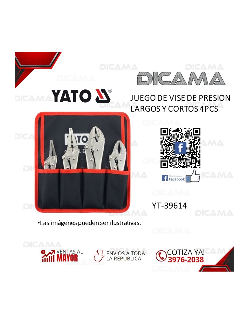 JUEGO DE VISE DE PRESION LARGOS Y CORTOS 4PCS