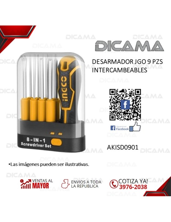 DESARMADOR JGO 9 PZS INTERCAMBEABLES