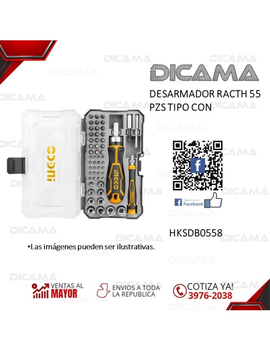 DESARMADOR JGO 55 PZS TIPO CON RACTH
