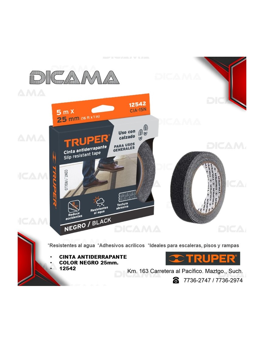 CINTA ANTIDERRAPANTE NEGRO 25MM