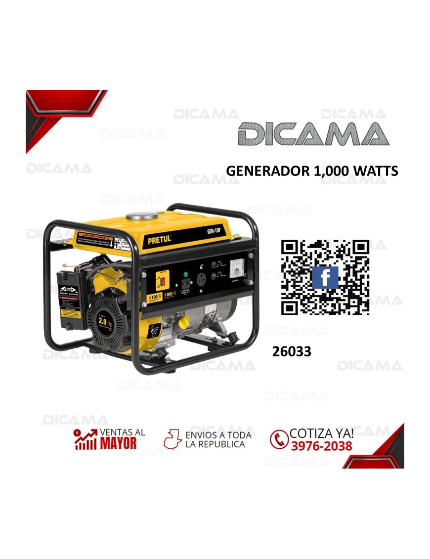 GENERADOR ELECTRICO 1,000 WATTS 4T