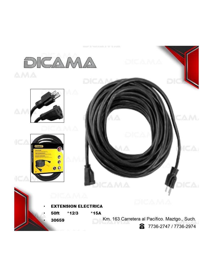 EXTENSION ELECTRICA 12/3 15A 50" NG