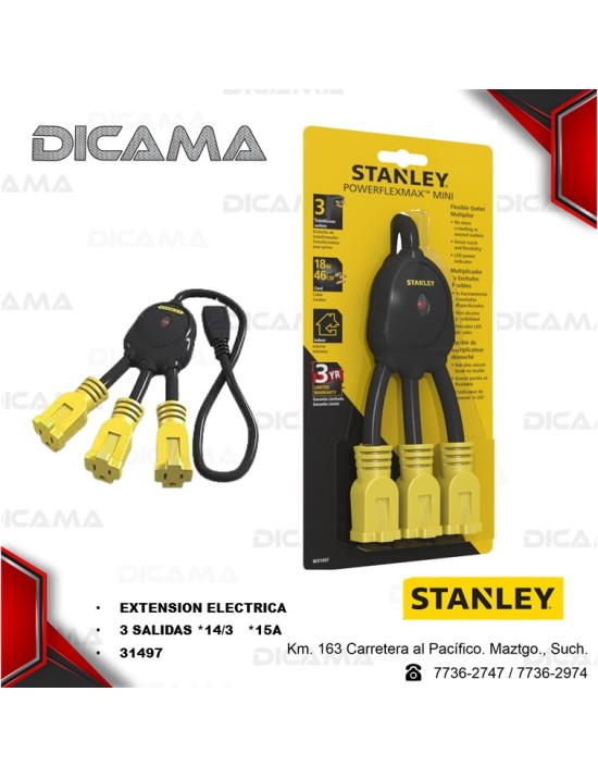 EXTENSION ELECTRICA  14/3 15A 18" 3S