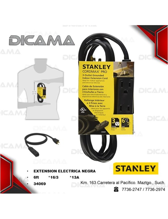 EXTENSION ELECTRICA 16/3 13A 6" NG