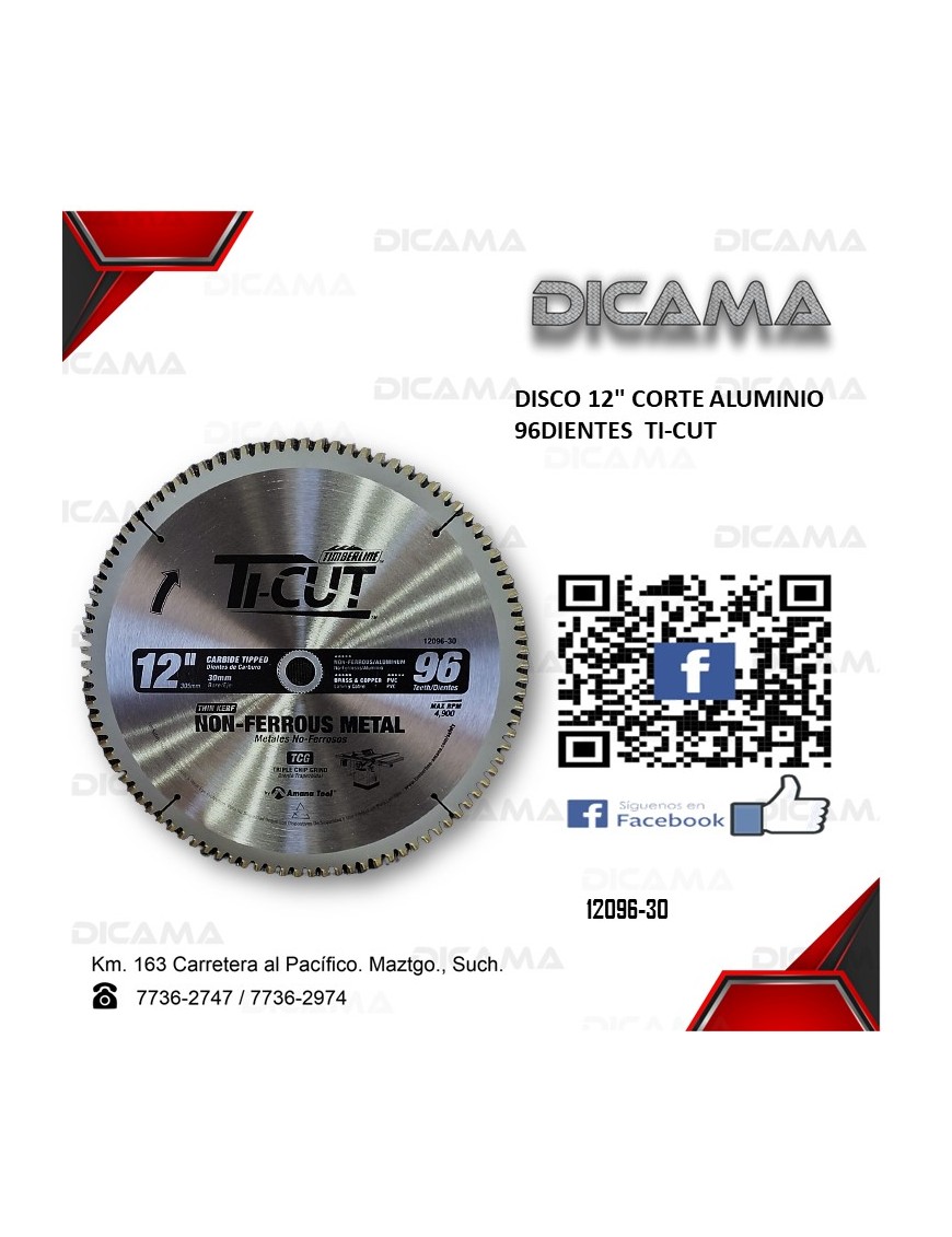 DISCO 12" CORTE ALUMINIO 96D  TI-CUT
