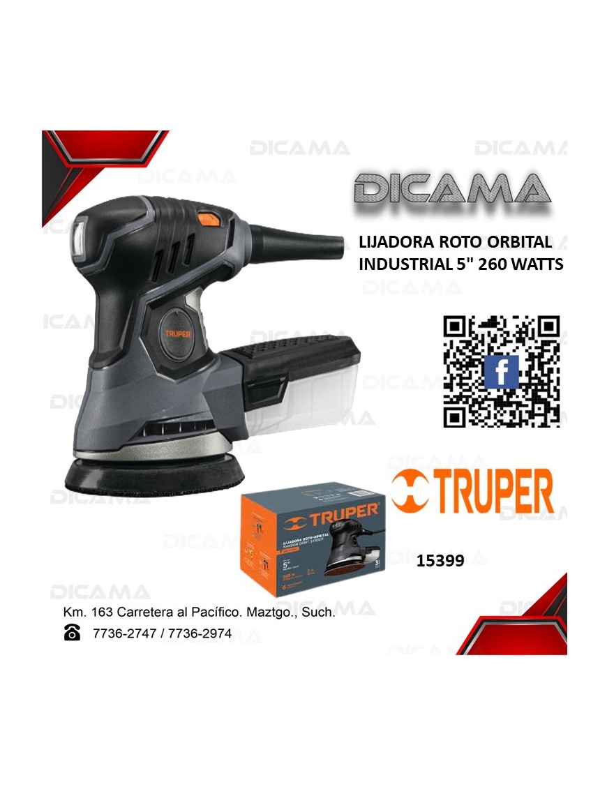 LIJADORA ROTO ORBITAL INDUSTRIAL 5" 260 WATTS